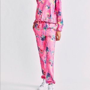 Loveshackfancy X Beach Riot Banded Sweatpant Small Hint of Hibiscus